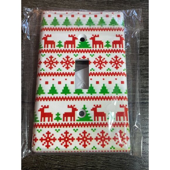 Single toggle holiday switch plate light reindeer snowflake christmas tree new - Picture 3 of 4